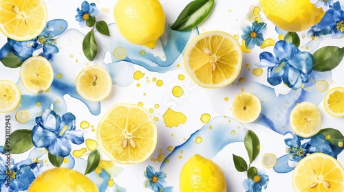 Lemon pattern texture watercolour style