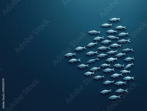 Fish swimming against current, challenging norms, competitive advantage, innovation and disruption