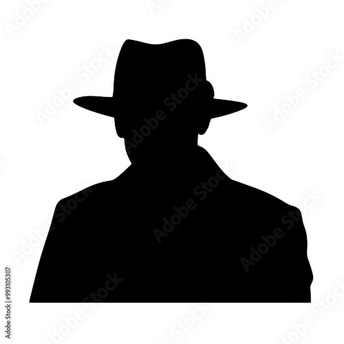 Man in Cowboy Hat Silhouette Vector Art Transparent Background