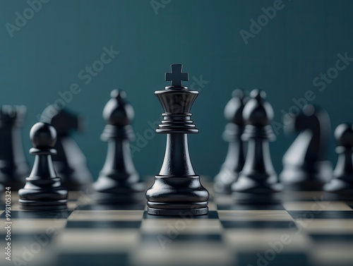 Business chessboard with strategic pieces, unique moves, competitive advantage, strategy visualization