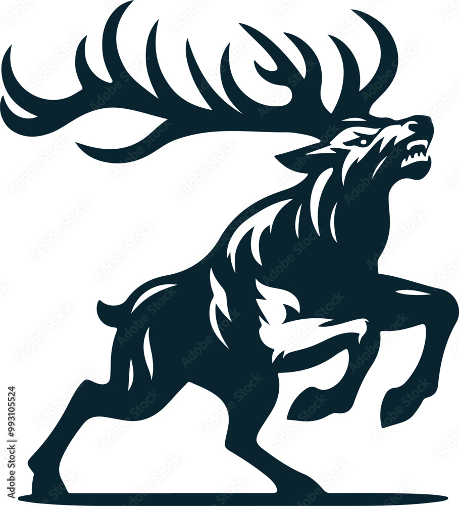Obraz premium Angry Deer Silhouette Vector file. on white background