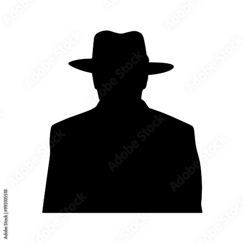 Gentleman in Hat Silhouette Vector Art Transparent Background