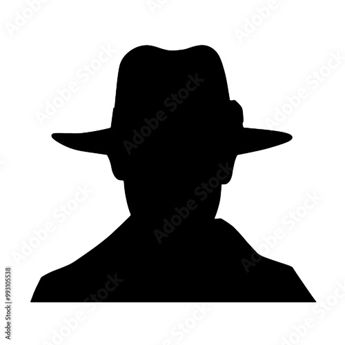 Gentleman in Hat Silhouette Vector Art Transparent Background