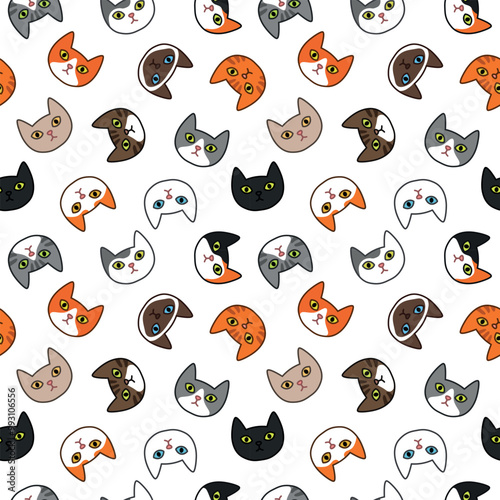 Seamless pattern with cute colorful Kittens. Creative childish texture. Great for fabric, textile Vector Illustration