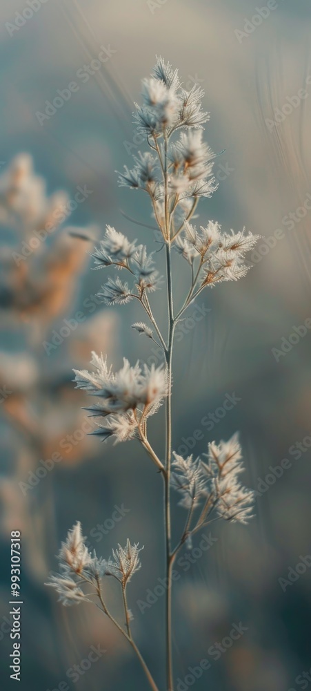 Close-Up of Brown Seed Pods Against a Soft Focus Green and Blue Background