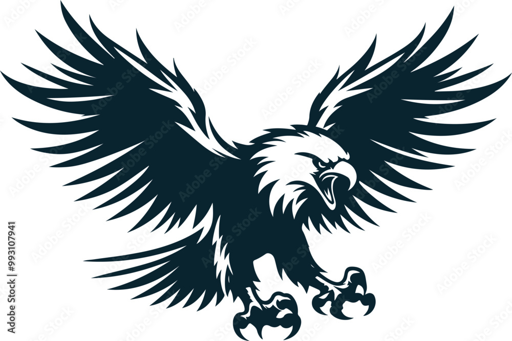 Obraz premium Angry eagle Silhouette Vector file. on white background