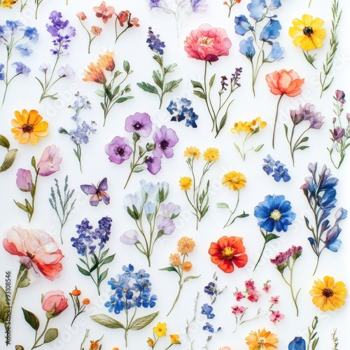 Watercolor Flowers Pattern.