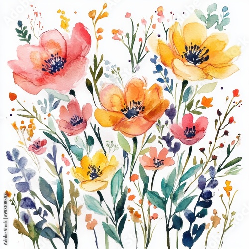 Watercolor Wildflowers.