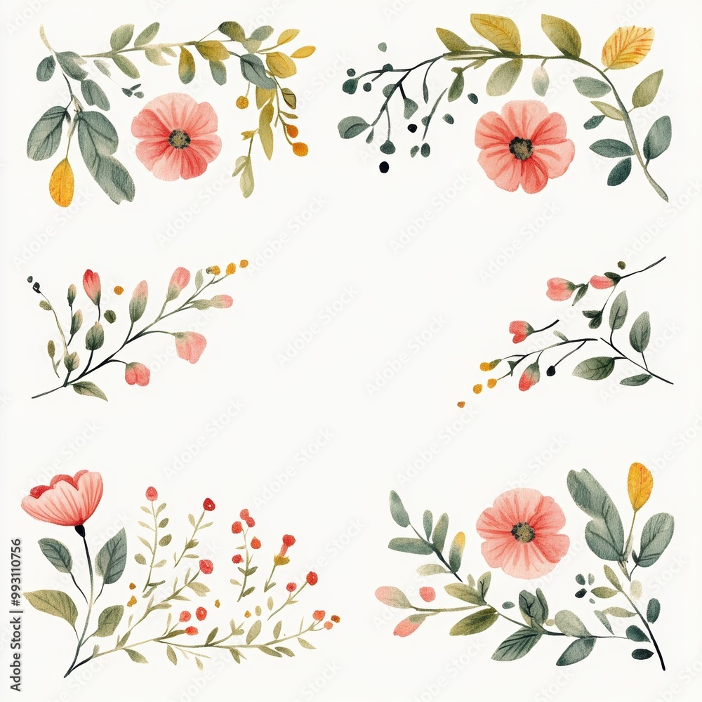 Floral Border Set. Floral Border Set.