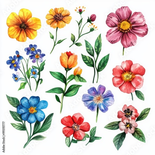 Watercolor Flower Set.