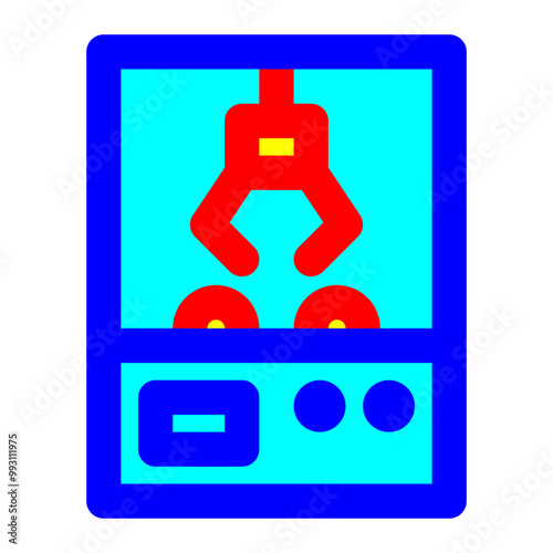 claw machine, arcade, claw crane, claws, game, entertainment filled color outline