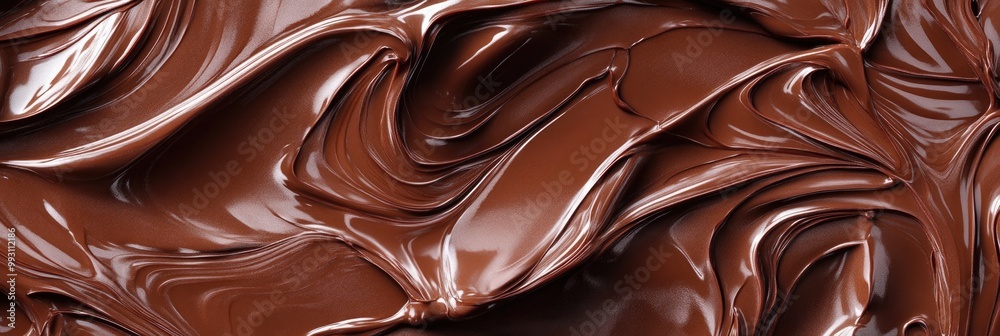 Melted chocolate texture with glossy, rich swirls and smooth, silky surfaces Melted chocolate texture with glossy, rich swirls and smooth, silky surfaces