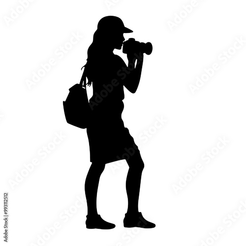 Photographer Taking Pictures Silhouette Vector Illustration Transparent Background