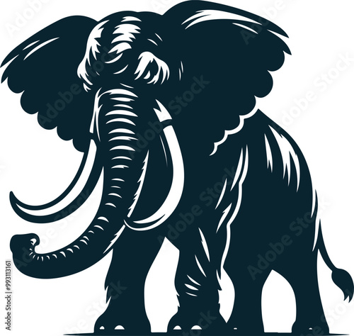 Angry Elephant Silhouette Vector file. on white background