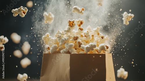 Popcorn Bursting Out of Paper Bag