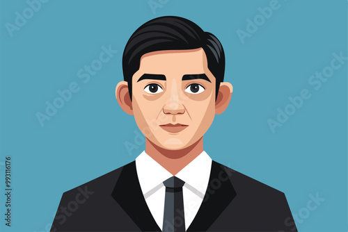 A customizable illustration features a defendant in a suit, providing a neutral and professional appearance, Defendant Customizable Illustration