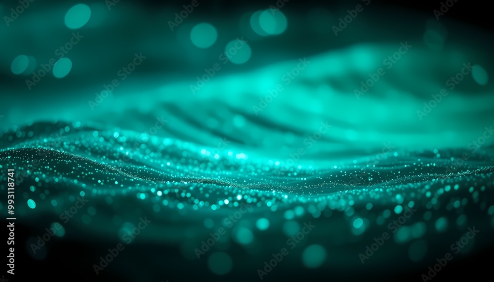 Teal Bokeh Wave on Dark Gradient Abstract Luminescent Tide Design Teal Bokeh Wave on Dark Gradient Abstract Luminescent Tide Design