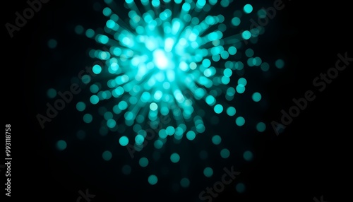 Wallpaper Mural Teal Bokeh Explosion on Black Gradient Abstract Firework Light Effect Torontodigital.ca