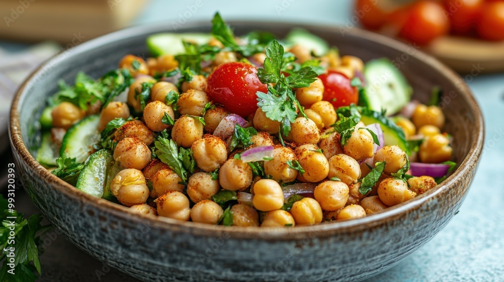 Roasted Chickpeas with Sumac and Fresh Vegetables