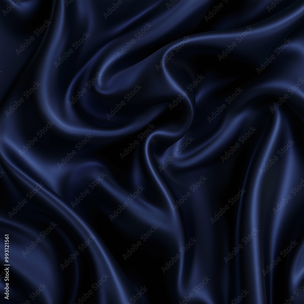 Abstract night blue silky wavy smooth fabric material background. Square image Abstract night blue silky wavy smooth fabric material background. Square image