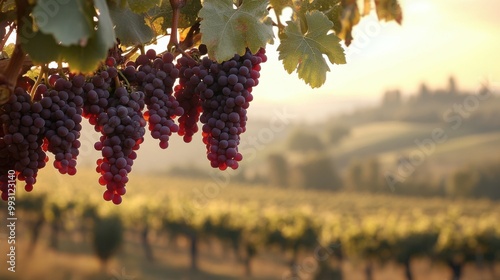 Sangiovese Grapes in a Tuscan Landscape