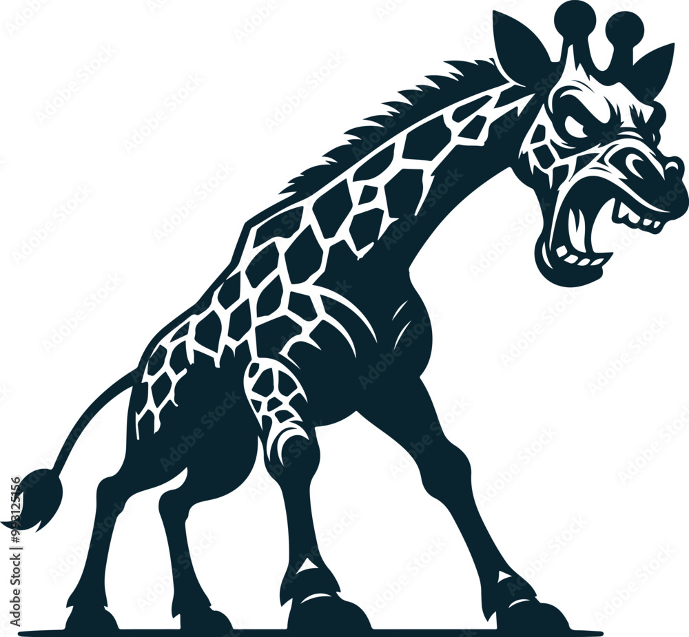 Obraz premium Angry Giraffe Silhouette Vector file. on white background