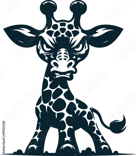 Angry Giraffe Silhouette Vector file. on white background