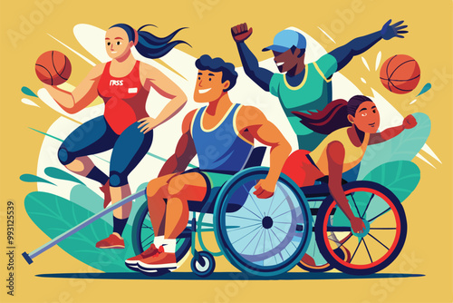 Athletes with disabilities engage in basketball while showcasing their custom illustrations and abilities, Disabled athletes can customize their illustrations in a unique way.