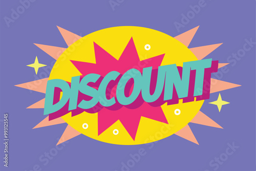 A bright and colorful graphic highlights a discount offer, encouraging shoppers to take advantage of savings, Discount announcement, simple picture
