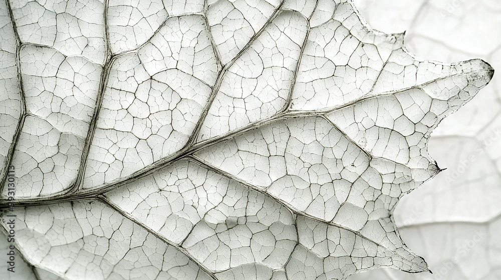 Obraz premium A detailed photo of a leaf's white and gray textured surface beneath