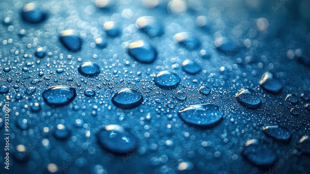 Raindrops on glass with blurred city lights in the background during a rainy night Generative AI