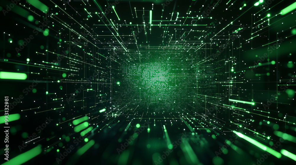 Abstract Digital Network with Glowing Lines and Data Flow Abstract Digital Network with Glowing Lines and Data Flow