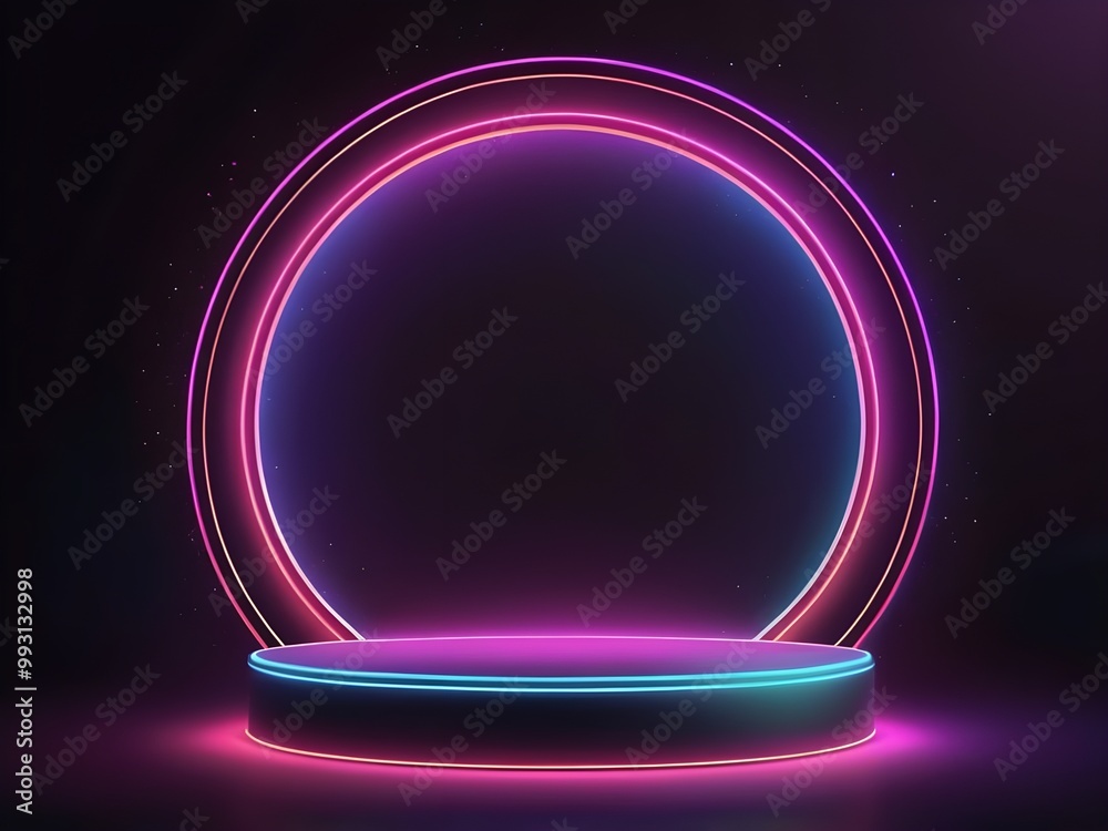 abstract pastel Glowing neon Christmas circle Neon Frame with Cylinder Podium on Dark Background abstract pastel Glowing neon Christmas circle Neon Frame with Cylinder Podium on Dark Background