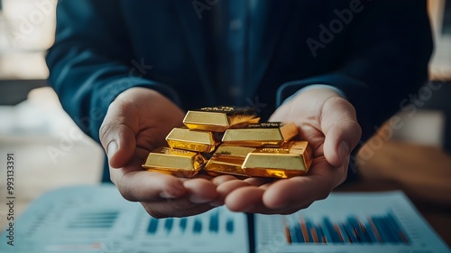 Investor Showcasing Gold Ba...
