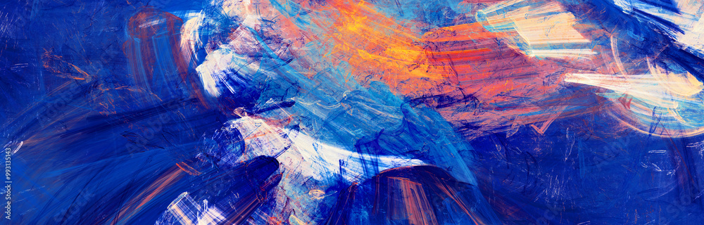 custom made wallpaper toronto digitalAbstract artistic sunrise in indigo sky. Art paint pattern. Bright blue color splashes. Colorful painting texture. Dynamic watercolor background. Fractal artwork for creative graphic design