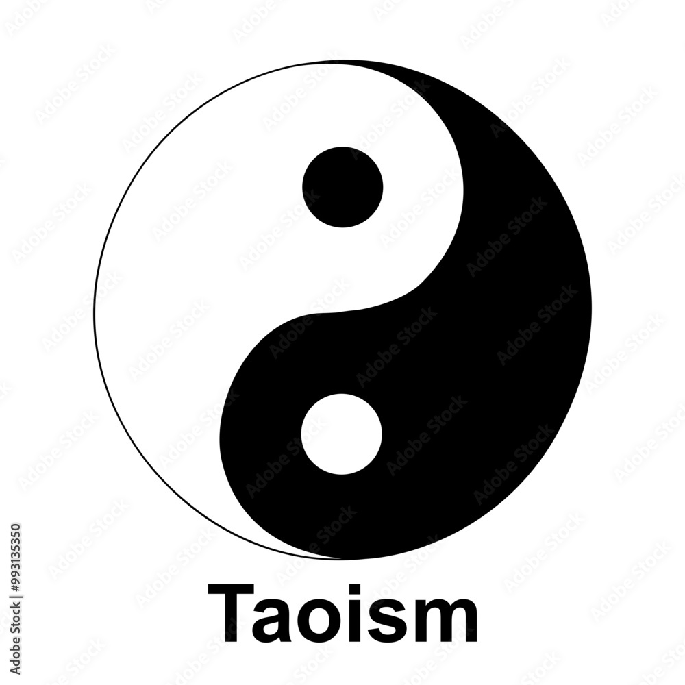 Yin and Yang. Taoism symbol. Black and white. Two opposite but complementary forces. Harmony and balance in life. Yin and Yang. Taoism symbol. Black and white. Two opposite but complementary forces. Harmony and balance in life.