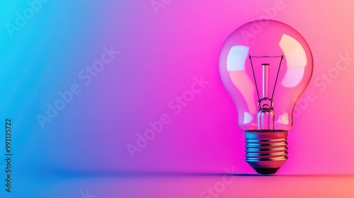 A glowing lightbulb symbolizing fresh, innovative ideas and breakthroughs, set against a vibrant backdrop with ample space for text