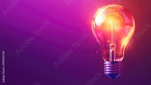 A glowing lightbulb symbolizing fresh, innovative ideas and breakthroughs, set against a vibrant backdrop with ample space for text