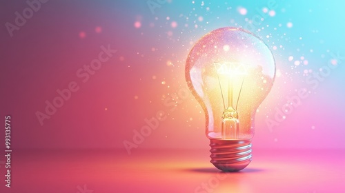 A glowing lightbulb with a vibrant aura, symbolizing innovation and breakthrough ideas, set against a clean, modern background