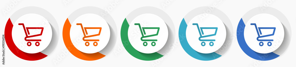 Shop, cart vector icon set, flat icons for logo design, webdesign and mobile applications, colorful round buttons Shop, cart vector icon set, flat icons for logo design, webdesign and mobile applications, colorful round buttons