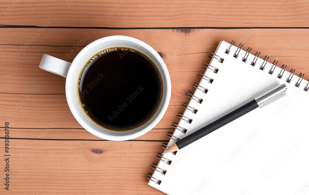 Cup of coffee and notepad
Cup of coffee and notepad