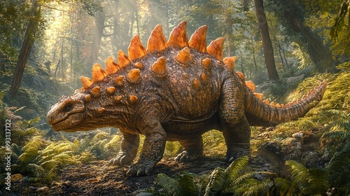 Ankylosaurus Dinosaur in a Lush Forest - Prehistoric Creature