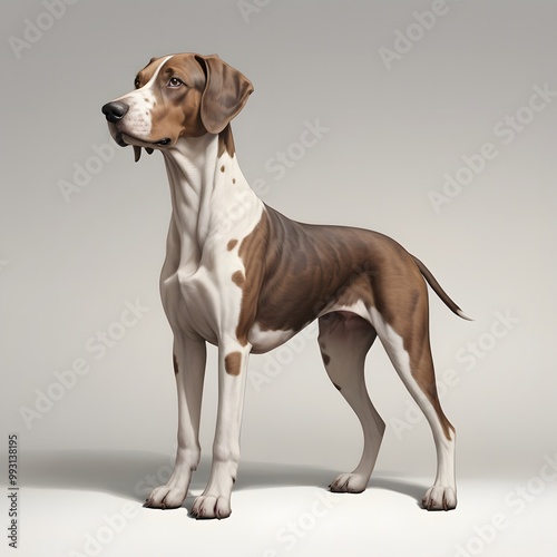 German Shorthaired Pointer dog standing on a white background.