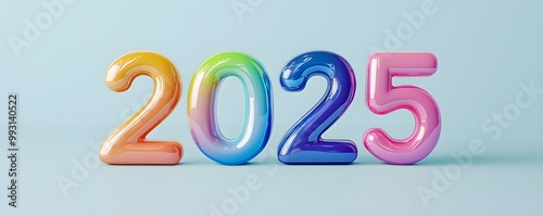 Colorful 3D representation of the year 2025, perfect for celebrating new beginnings and visions for the future.