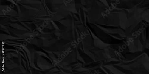 Black crumpled paper texture . Black wrinkled paper texture. Black paper texture . Black crumpled and top view textures can be used for background of text or any contents .