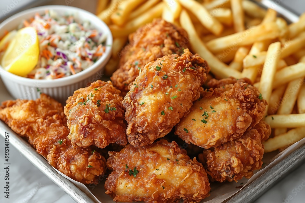 Classic Fried Chicken Meal with Fries and Coleslaw Classic Fried Chicken Meal with Fries and Coleslaw