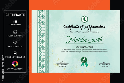 Elegant certificate of achievement template