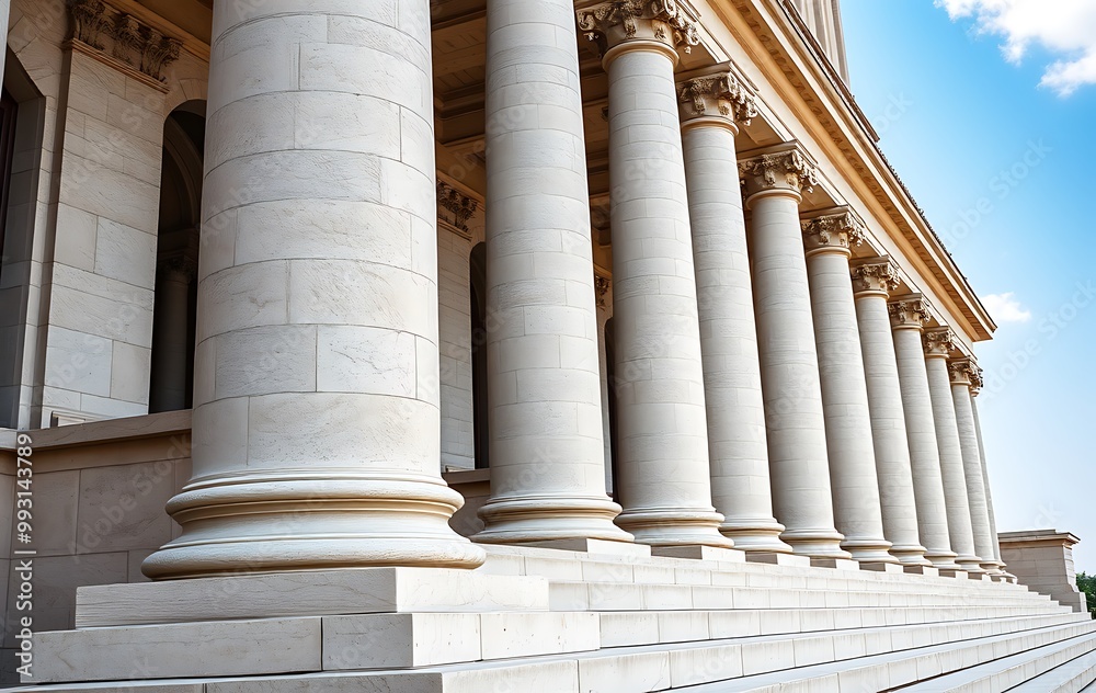Stone pillars row and stairs detail. Classical building facade
Stone pillars row and stairs detail. Classical building facade