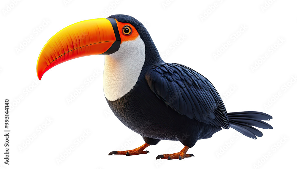 Colorful toucan bird with a large beak, isolated on white background. Colorful toucan bird with a large beak, isolated on white background.