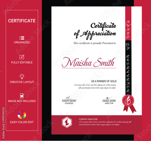 Elegant certificate of achievement template